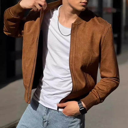 Lederjacke Herren Modern Elastisch Hoher Kragen - BerlinGlamour