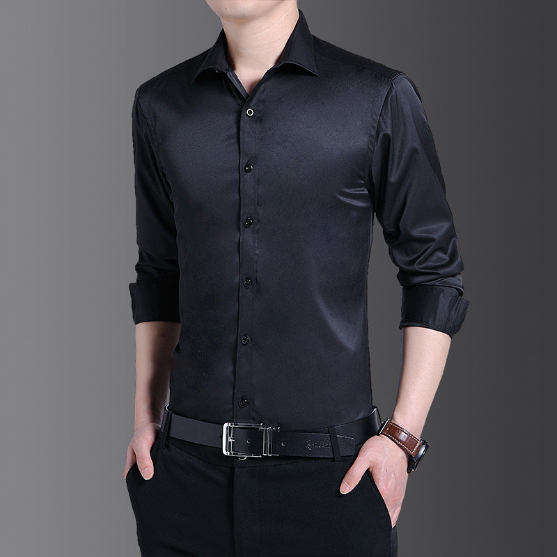 Elegantes Herrenhemd Langarm Glänzend Modern