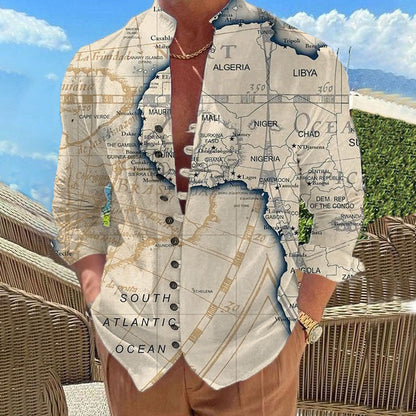 Herren Hemd Weltkarten Design Berlin Style