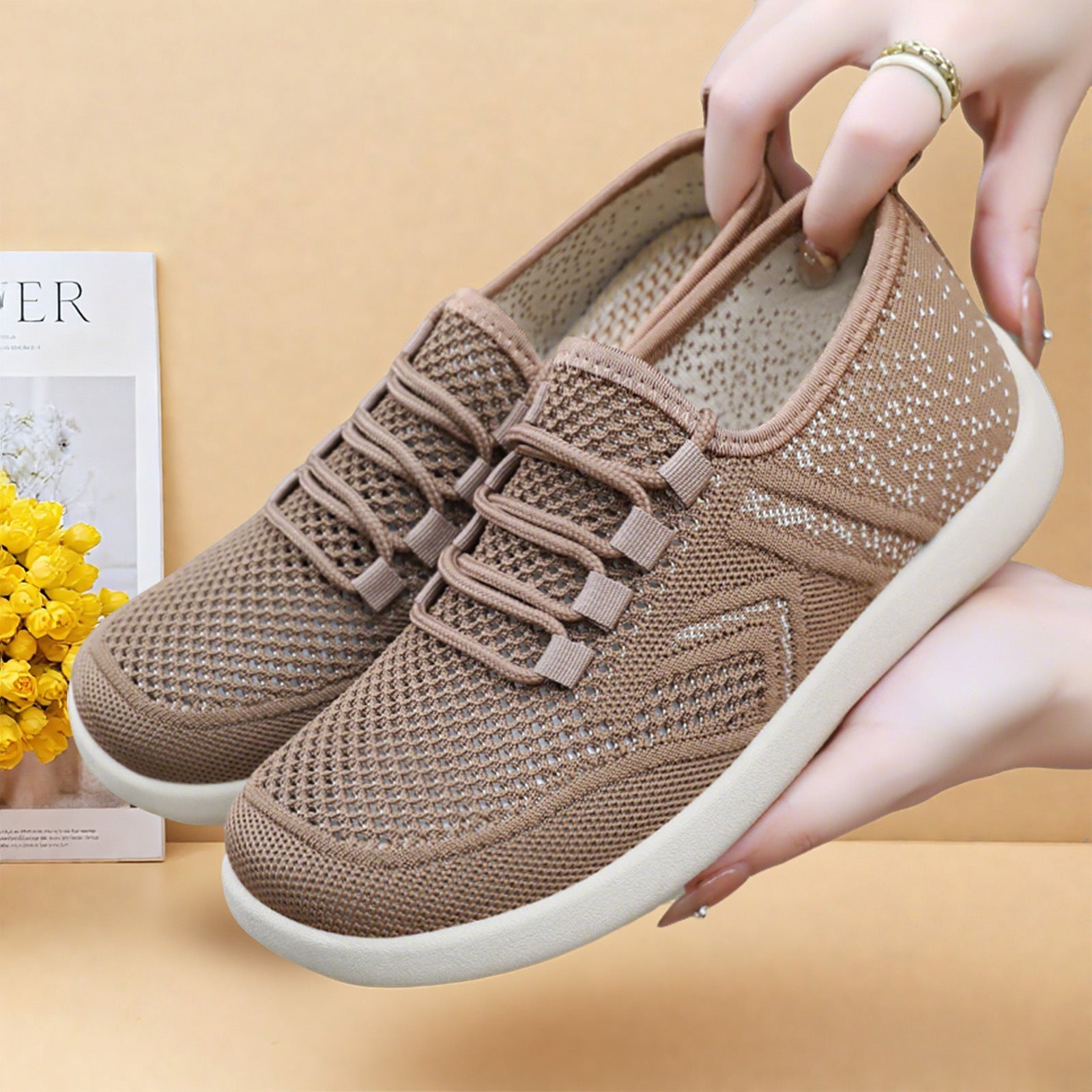 Damen Sneaker Atmungsaktiv Elastisch Komfortschuh - BerlinGlamour
