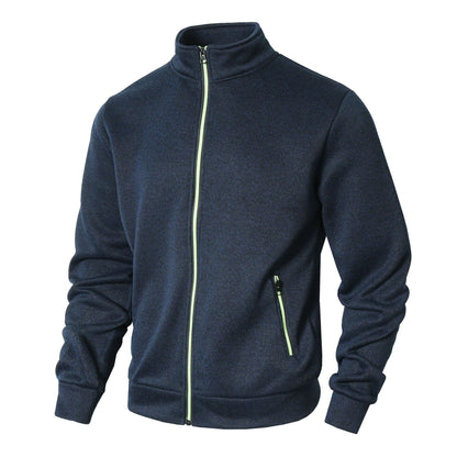 Herren Fleecejacke Sportlich Reißverschluss Kragen Warm