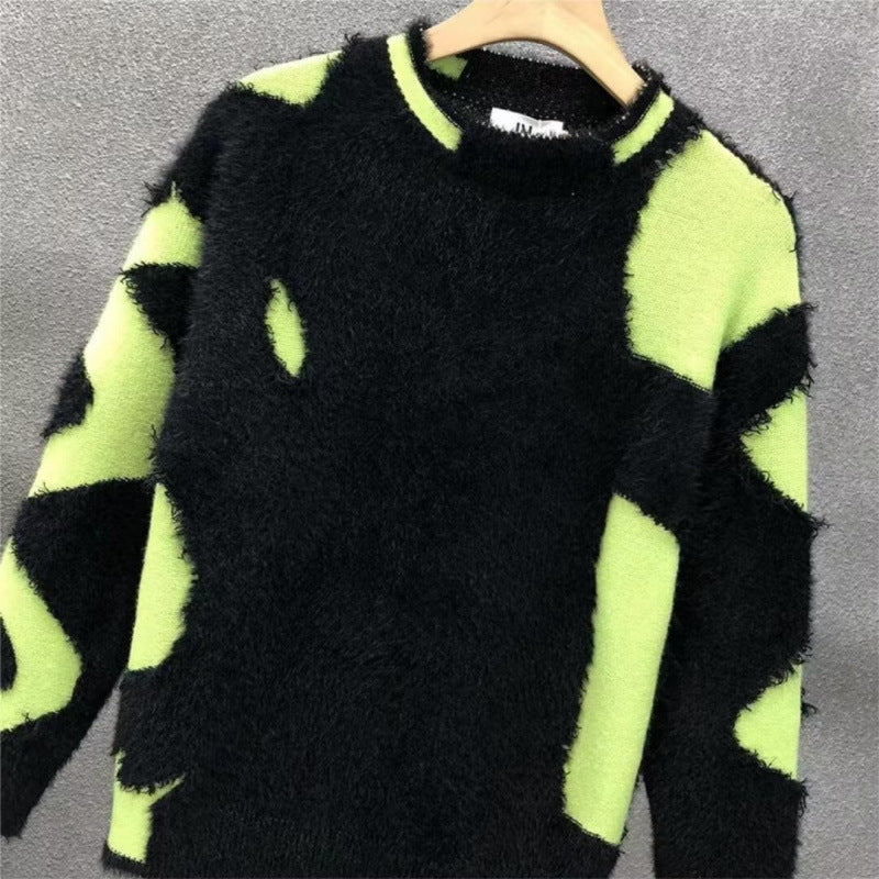Damen Oversized Pullover Modern Kontrast Design Groß