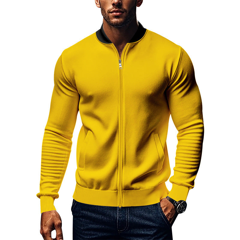 Herren Bomberjacke Sportlich Mit Taschen Schwarz