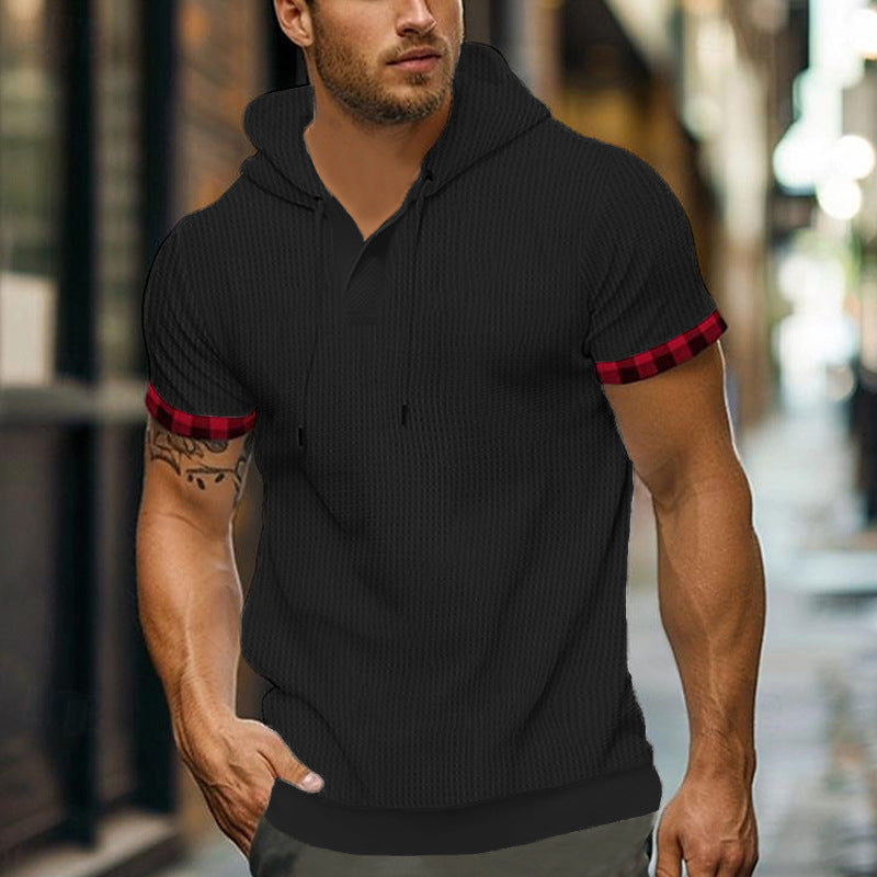 Herren Kapuzenshirt Modern mit Kontrastärmeln