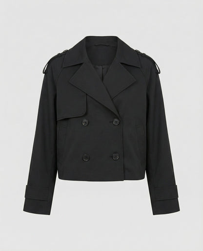 Damen Lederjacke Kurz PU Leder Stylisch Schwarz