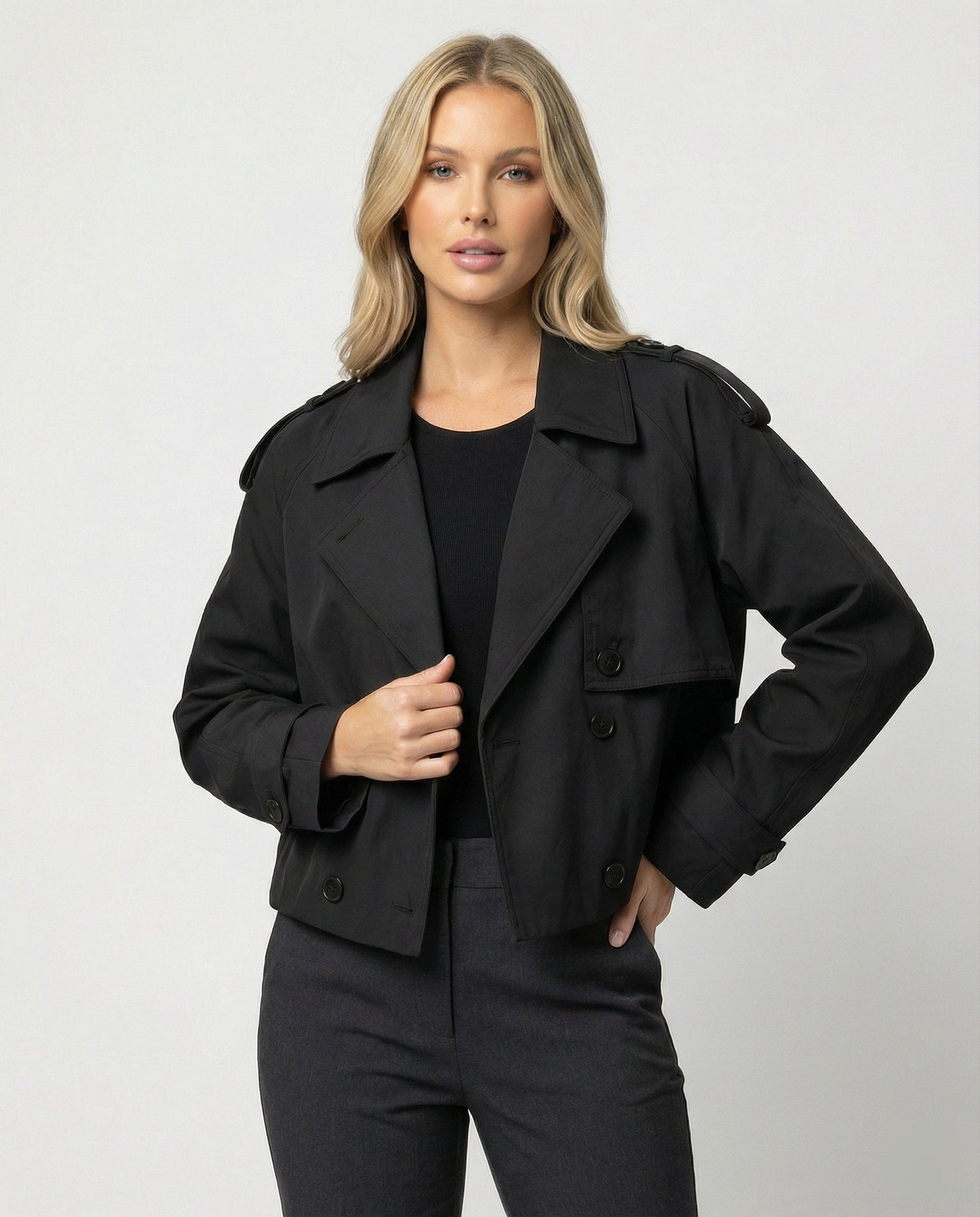 Damen Lederjacke Kurz PU Leder Stylisch Schwarz - BerlinGlamour