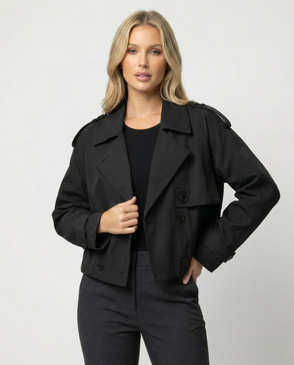 Damen Lederjacke Kurz PU Leder Stylisch Schwarz - BerlinGlamour
