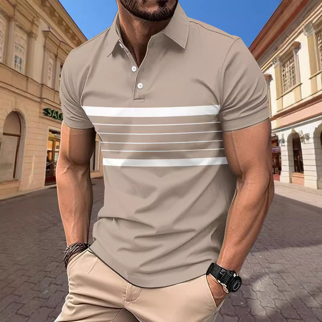Herren Poloshirt Sportlich mit Horizontalstreifen Modern