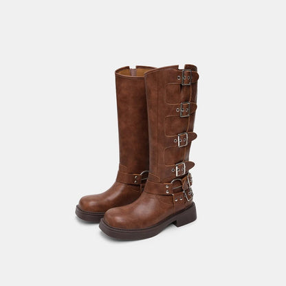 Damen Stiefel Robust Schnallen Verstellbar Wintermodell