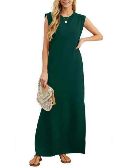 Damen Maxikleid Elegant Lang Ärmig Schlicht
