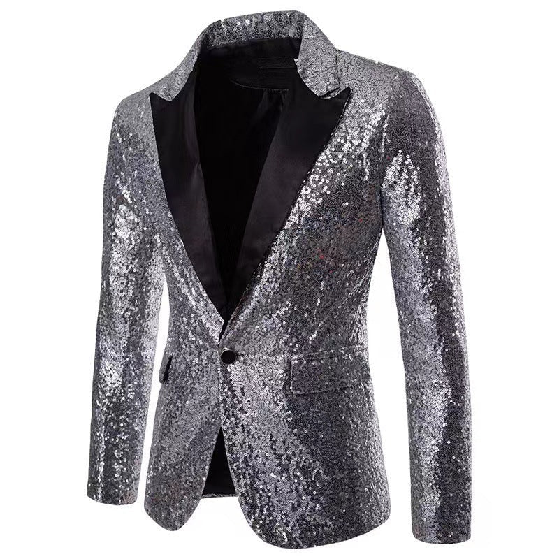 Herren Blazer Glitzer Pailletten Elegant