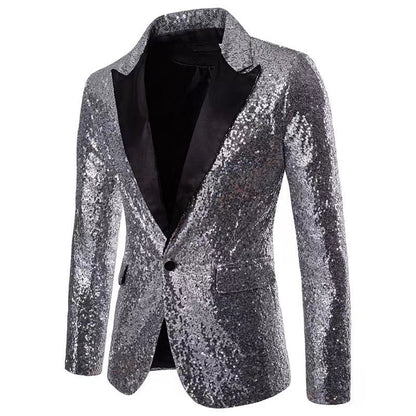 Herren Blazer Glitzer Pailletten Elegant
