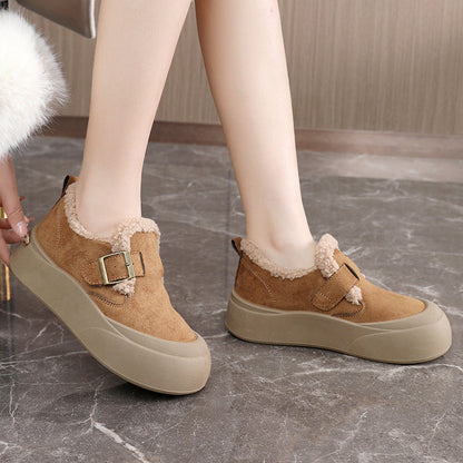 Damen Slipper Flauschig Warm mit Schnalle