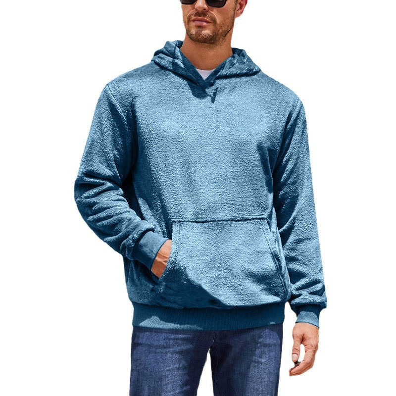 Herren Fleece Hoodie Kuschelig Mit Kängurutasche Grau
