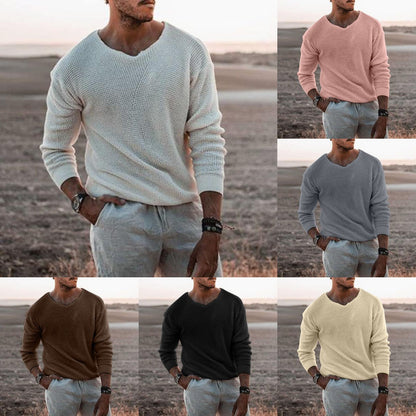 Herren Strickpullover Modern V-Ausschnitt Strukturiert