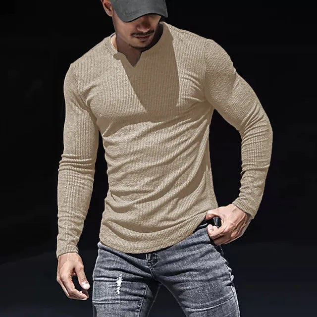 Herren Langarmshirt V-Ausschnitt Modern Style