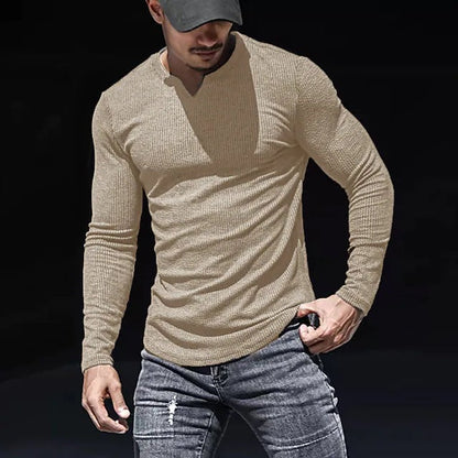 Herren Langarmshirt V-Ausschnitt Modern Style