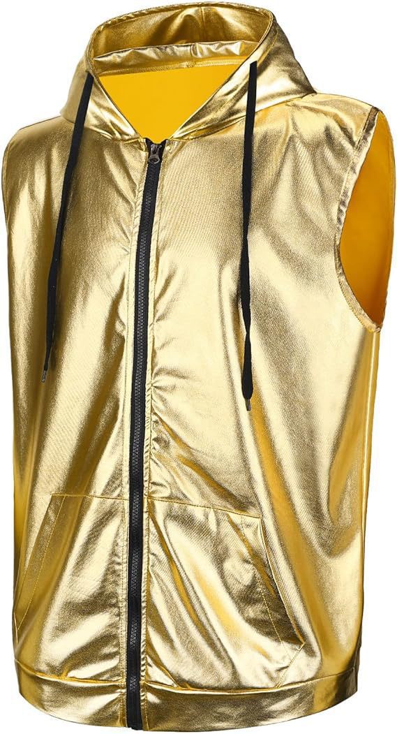 Herren Kapuzenweste Metallic Farben Modern