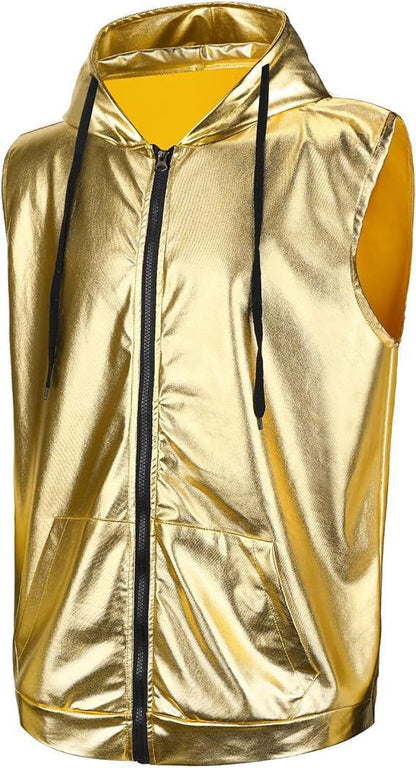 Herren Kapuzenweste Metallic Farben Modern