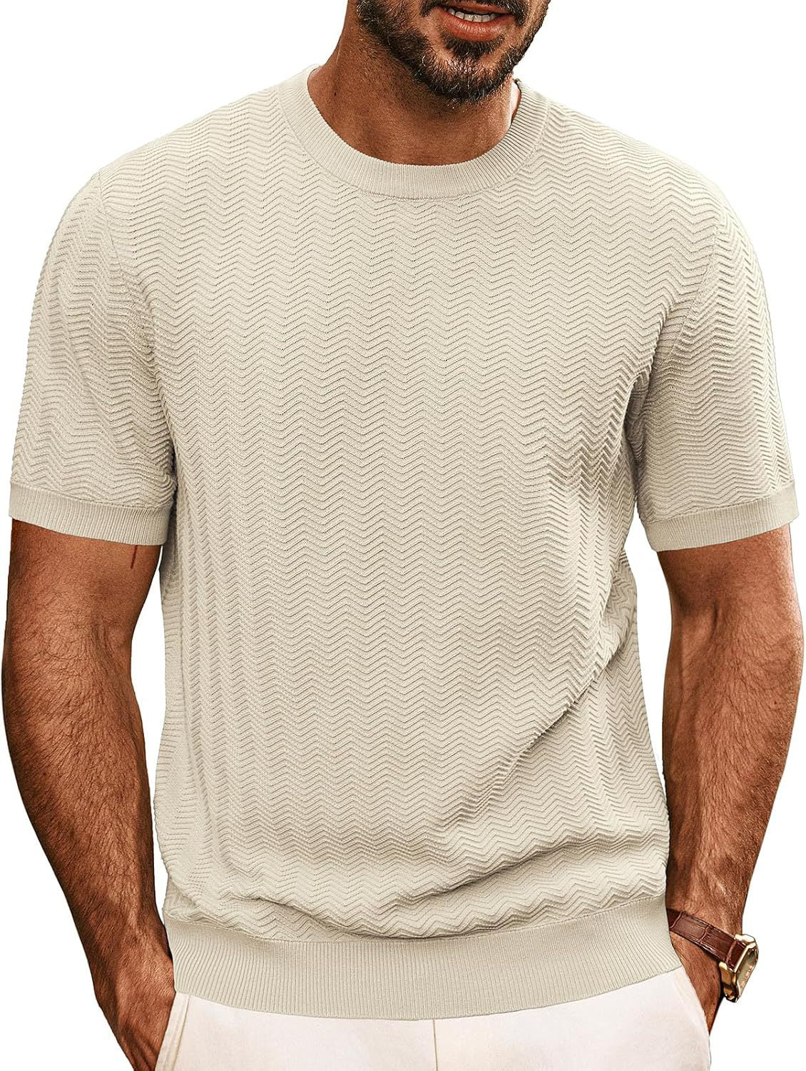 Herren Strickpullover Wellenmuster Bequem Luftig