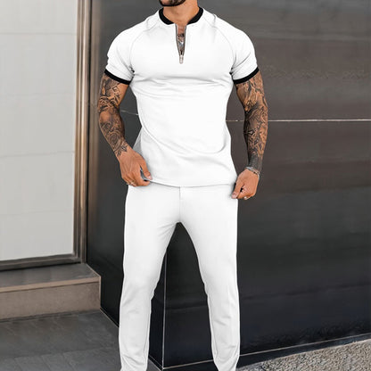 Herren Sportset Kurzarm mit Reißverschluss elastisch