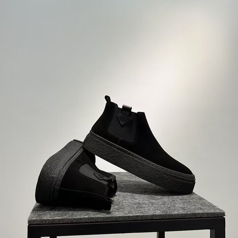 Damen Chelsea Boots Chunky mit Flexibel Sohle Schwarz Mode