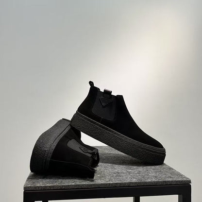 Damen Chelsea Boots Chunky mit Flexibel Sohle Schwarz Mode