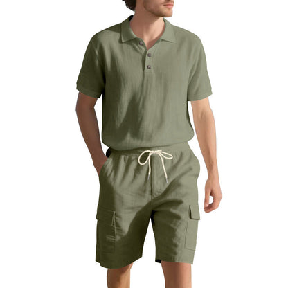 Herren Polohemd mit Cargo Shorts Bequem Sportlich