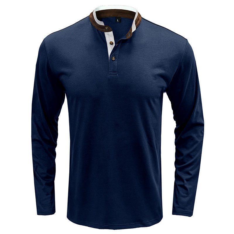 Herren Langarmshirt Henley Kragen Modern