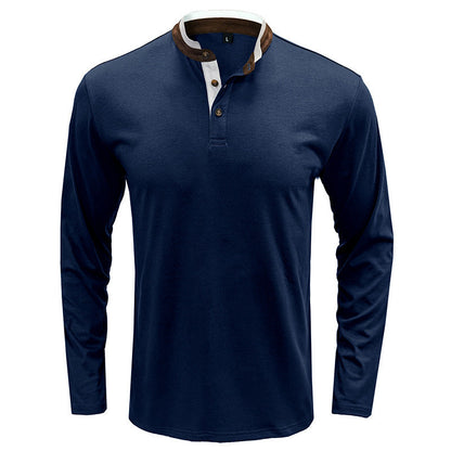 Herren Langarmshirt Henley Kragen Modern
