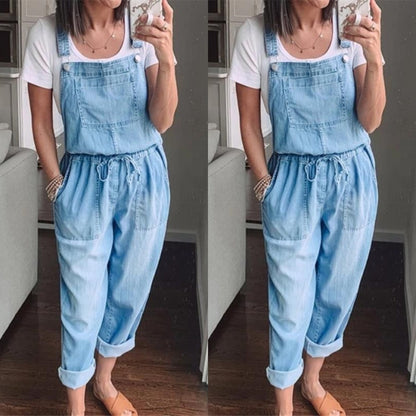 Damen Overall Denim Verstellbar Elegant