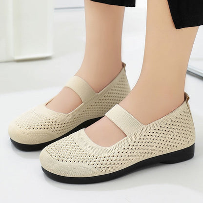 Damen Ballerinas atmungsaktiv Strick elastisch