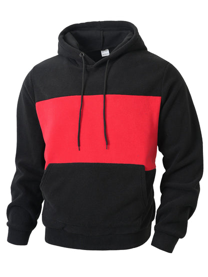Herren Kapuzenpullover Fleece mit Farbstreifen Modern Sportlich
