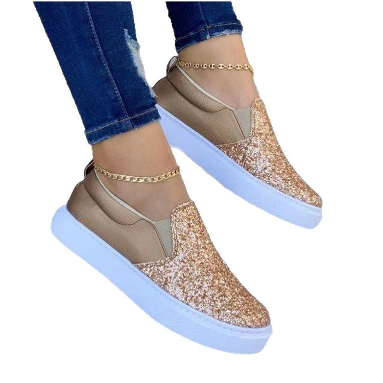 Damen Sneaker Glitzer Schuhe Bequem Schnell Einstieg