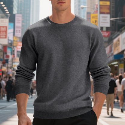 Herren Pullover Weich Baumwolle Klassisch Rundhals