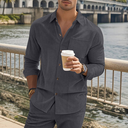 Elegantes Herren Langarmhemd Streifen Modern