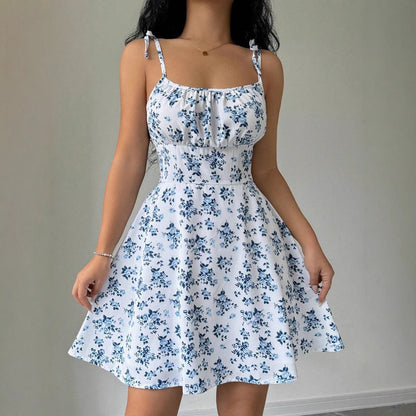 Sommerkleid Damen Leicht Verstellbare Träger Floral Modern
