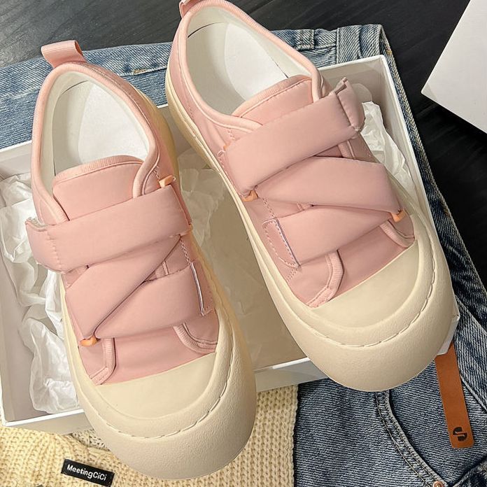 Damen Sneaker High Heels Plateau Klettverschluss