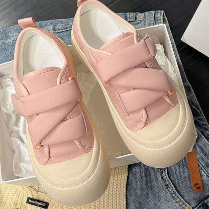 Damen Sneaker High Heels Plateau Klettverschluss