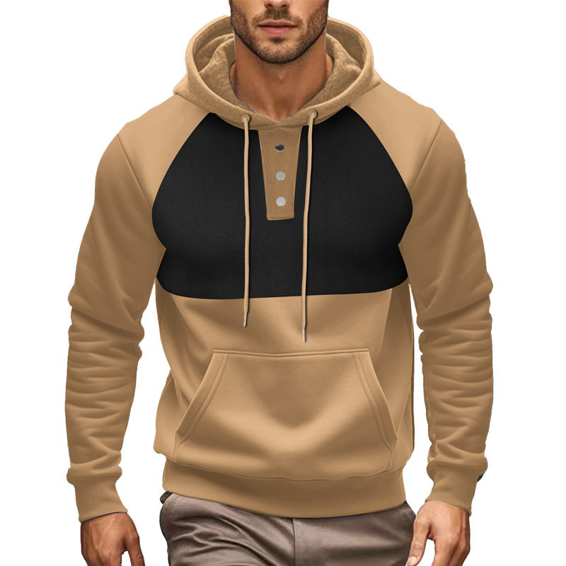 Herren Kapuzenpullover Modern mit Kängurutasche und Knöpfen
