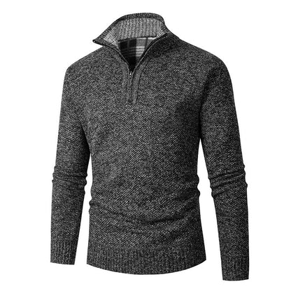 Herren Strickpullover Kuschelig Warm Mit Halbzipper