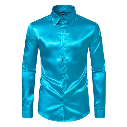 Herren Hemd Elegant Satin Moderner Kragen Feine Optik