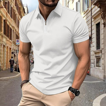 Herren Polohemd Modern Reißverschluss Slim Fit