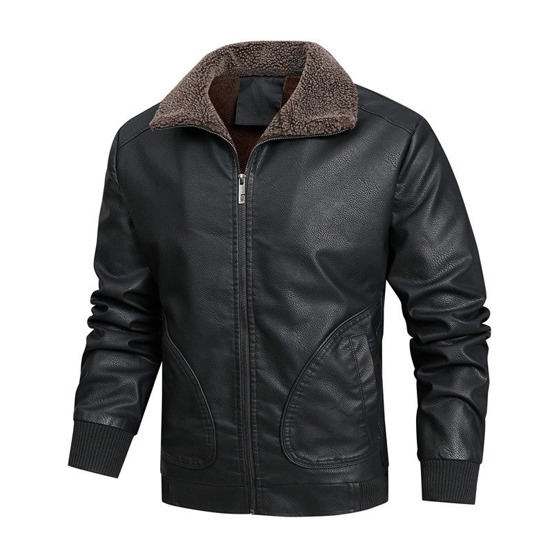 Lederjacke Herren Vintage Lässig mit Weichem Futter