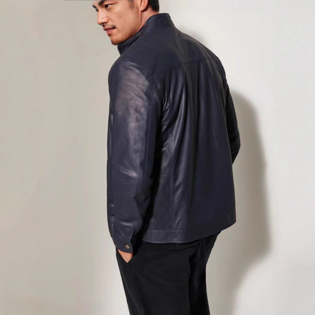 Herren Lederjacke Modern Stehkragen Elegante Optik