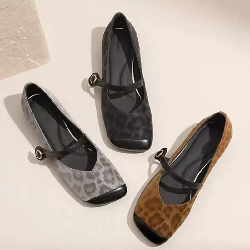 Damen Ballerinas Leopardenmuster Modern mit Riemchen - BerlinGlamour