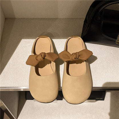 Damen Mules Bequem mit Schleife Modisch