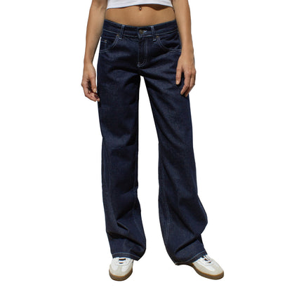 Damen Highwaist Jeans Weite Bein Verstellbar