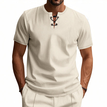 Herren T-Shirt Kurzarm mit Knopfverschluss Modern Style