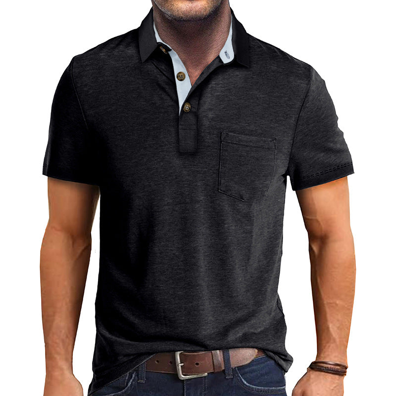 Herren Polo-Shirt Modern Kragen Brusttasche Slim Fit